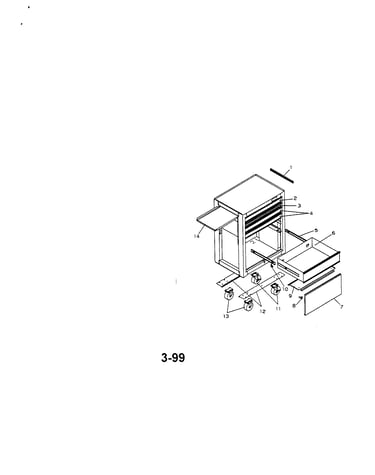 5 drwr pro. roll-away w/panel