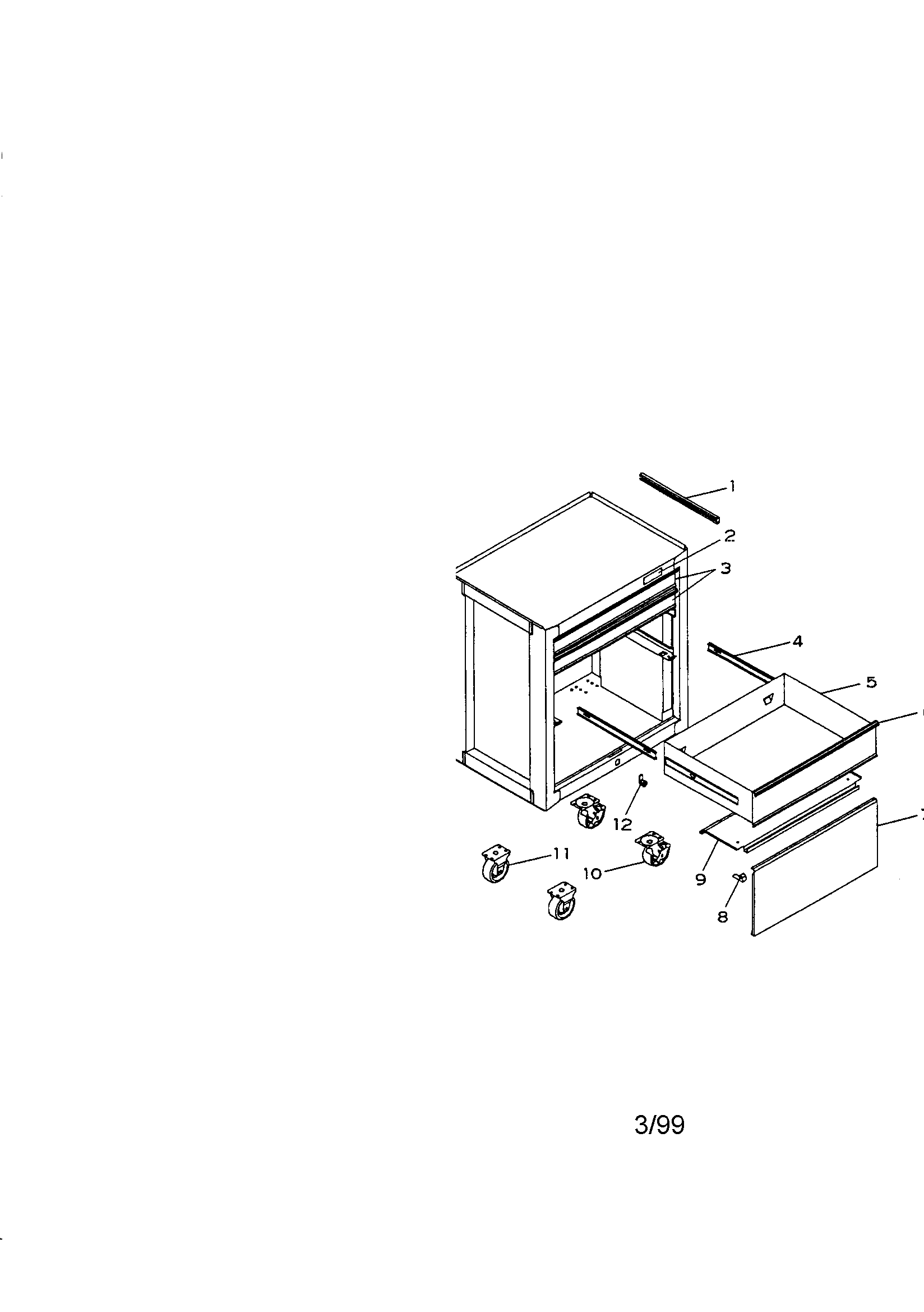3 drawer professional roll-away