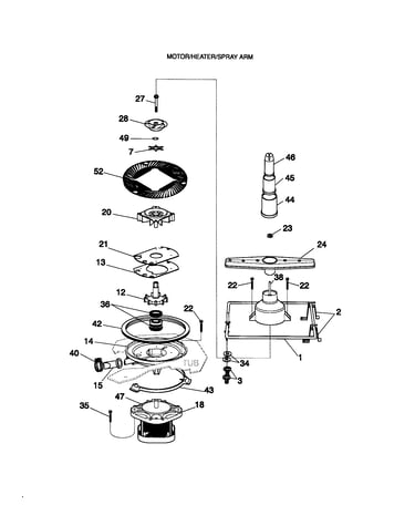 Motor/heater/spray arm