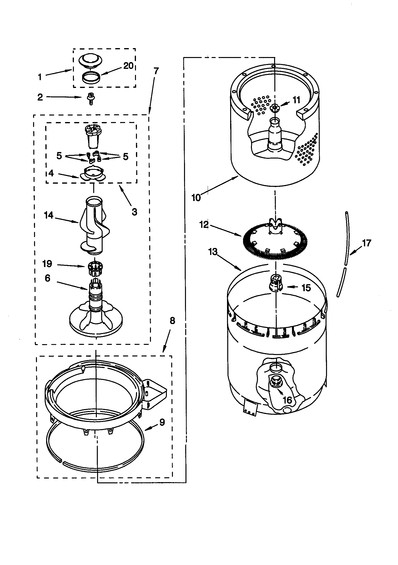 Agitator/basket/tub