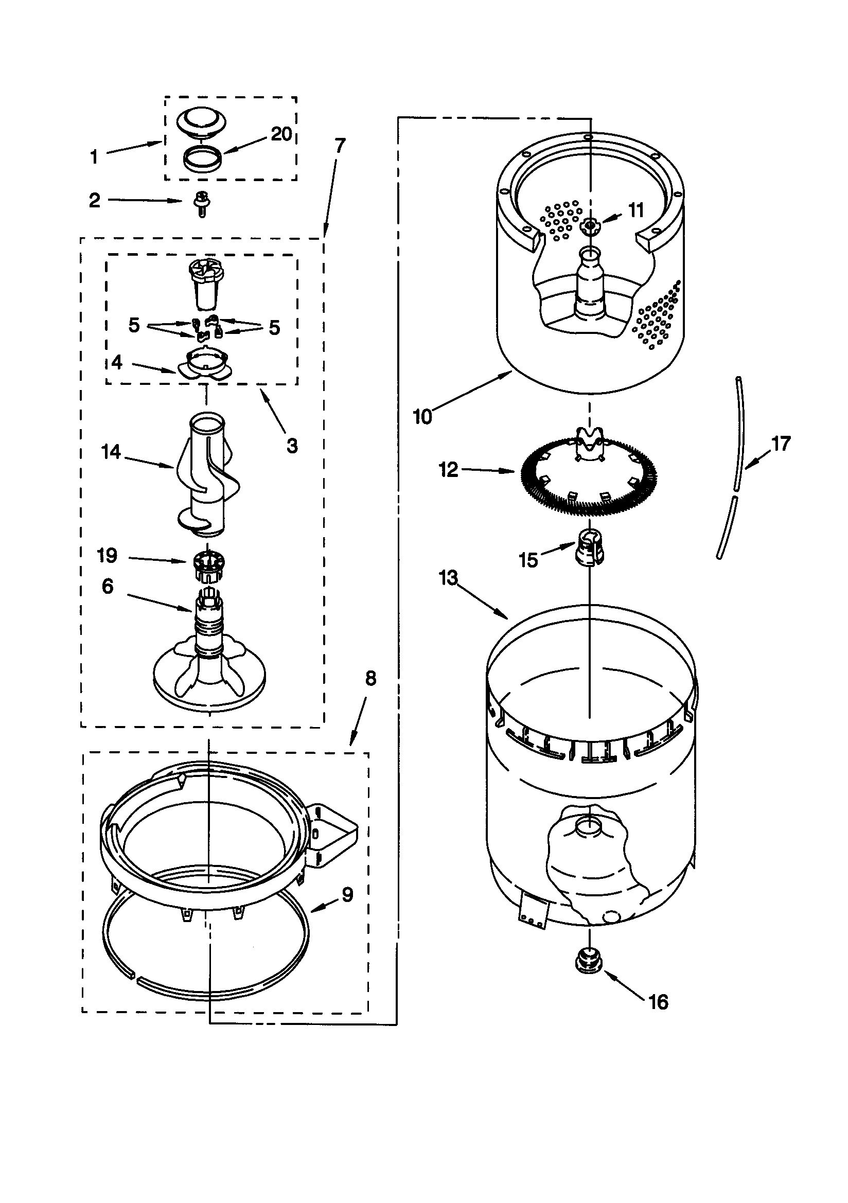Agitator/basket/tub
