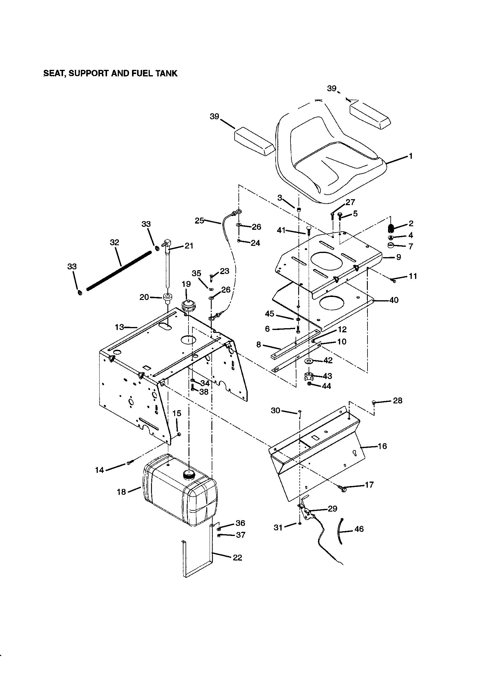 Seat/support/fuel tank