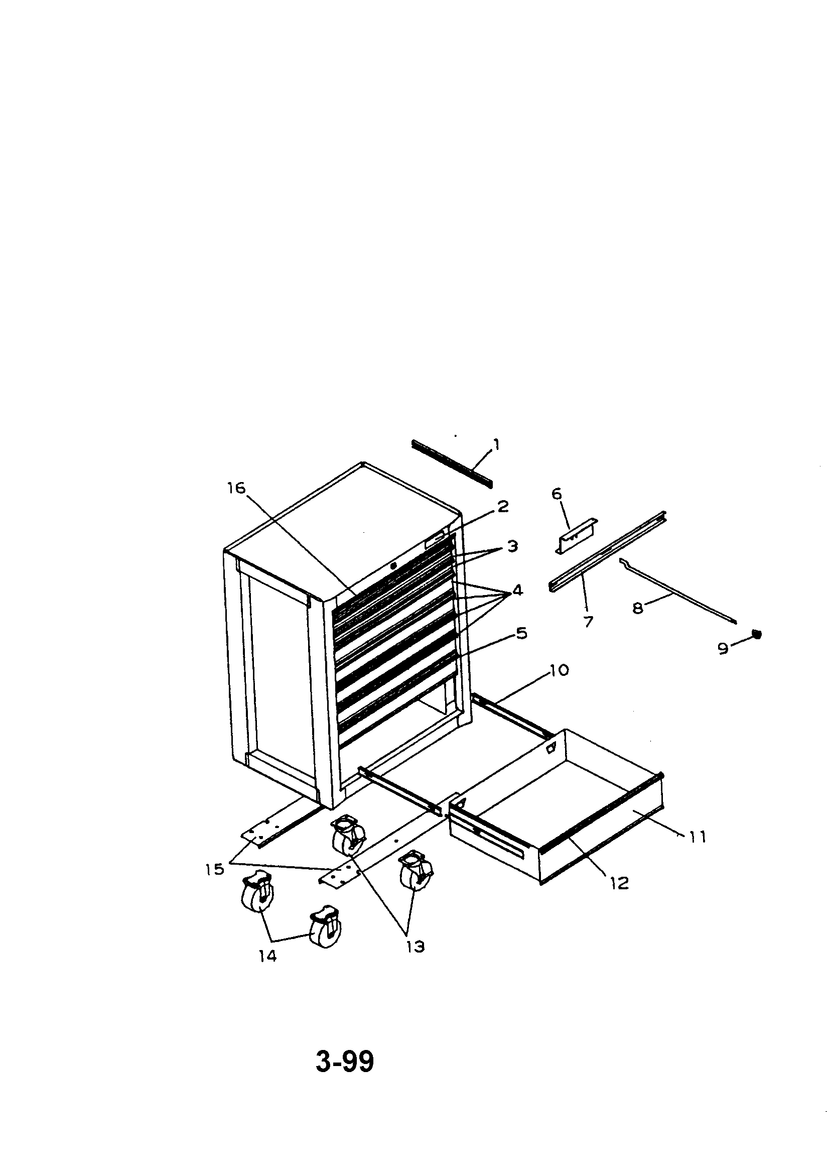 8 drawer roller cabinet