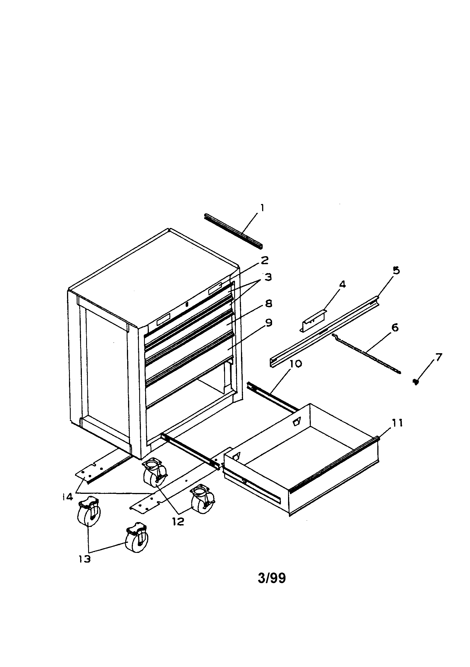 5 drawer professional roll - away