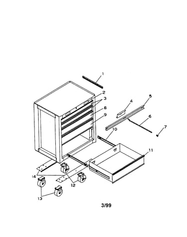 5 drawer professional roll - away