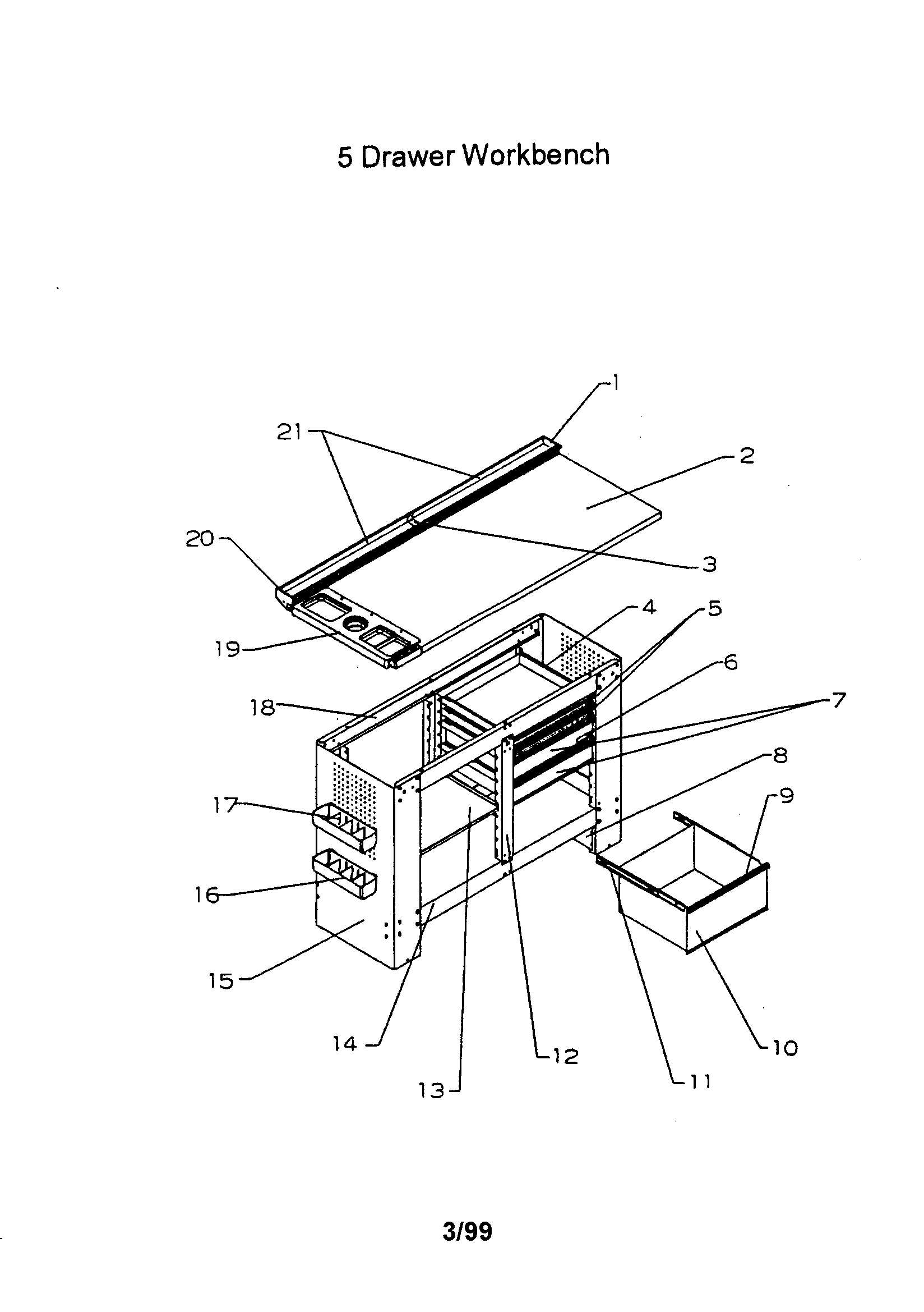 5 drawer workbench