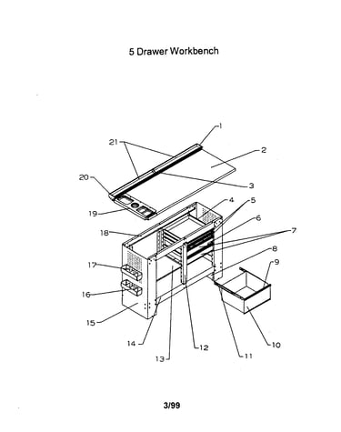 5 drawer workbench