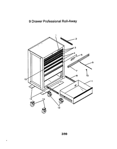9 drawer professional roll - away
