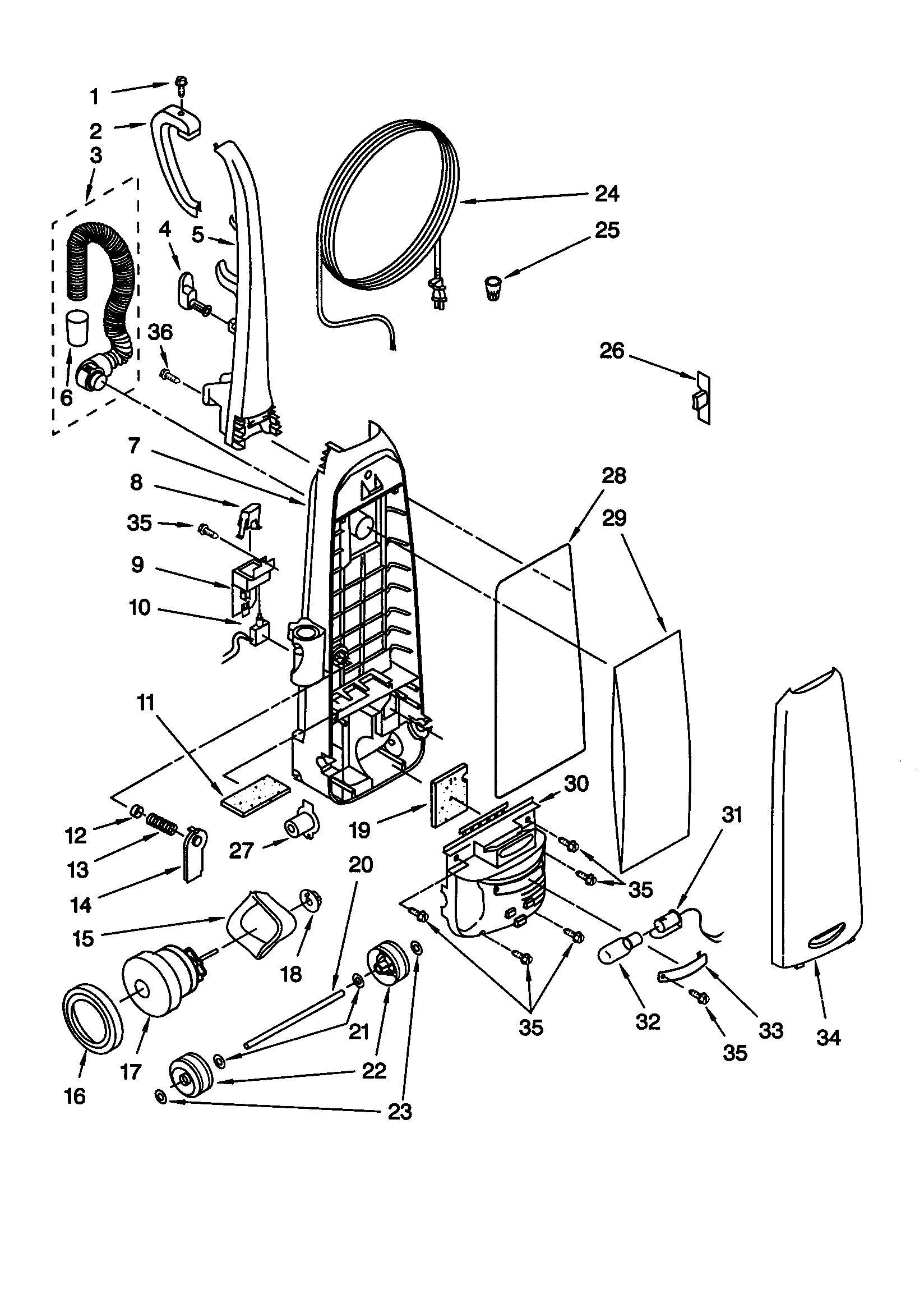Dust compartment and motor