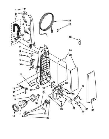 Dust compartment and motor
