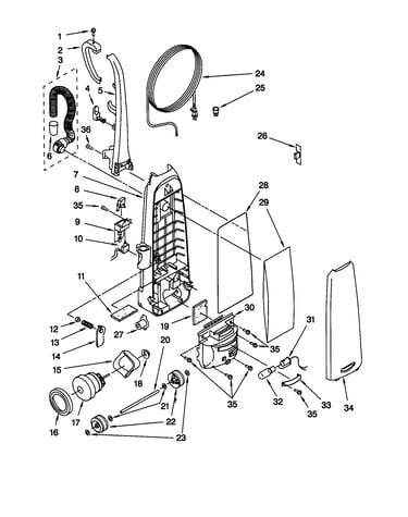 Dust compartment and motor