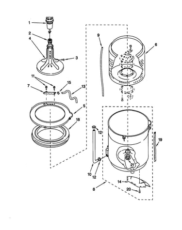 Agitator, basket and tub
