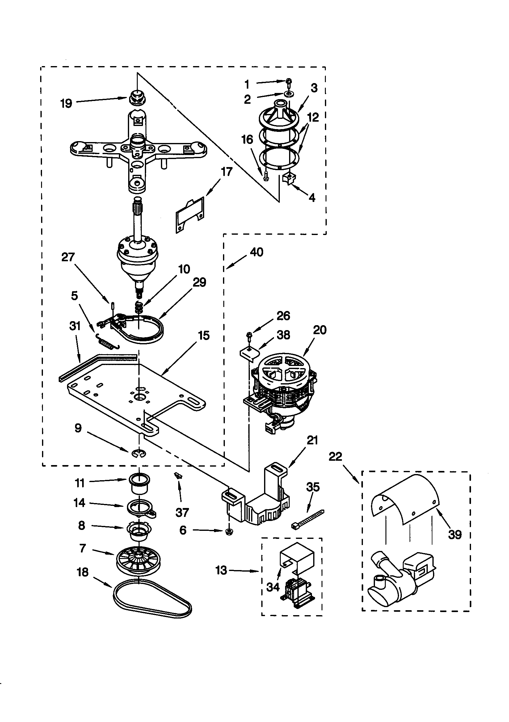 Transmission, motor and pump