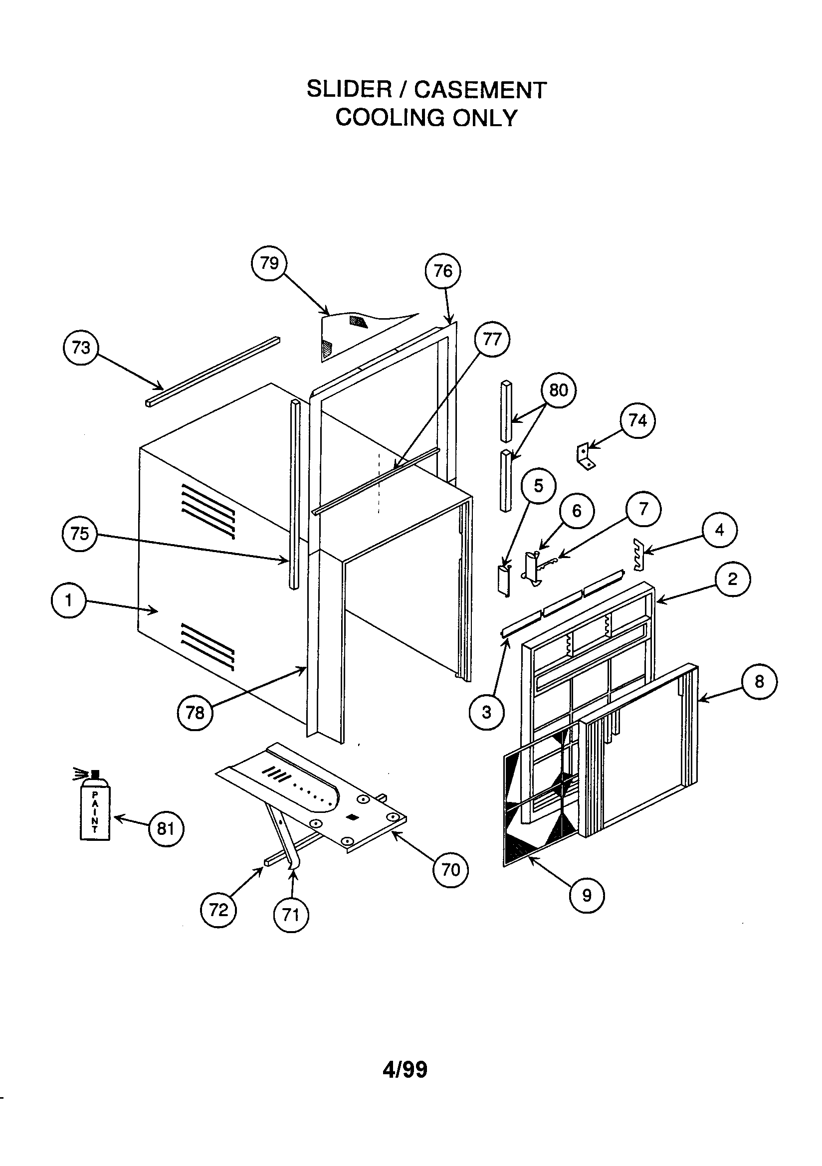 Slider/casement cooling only