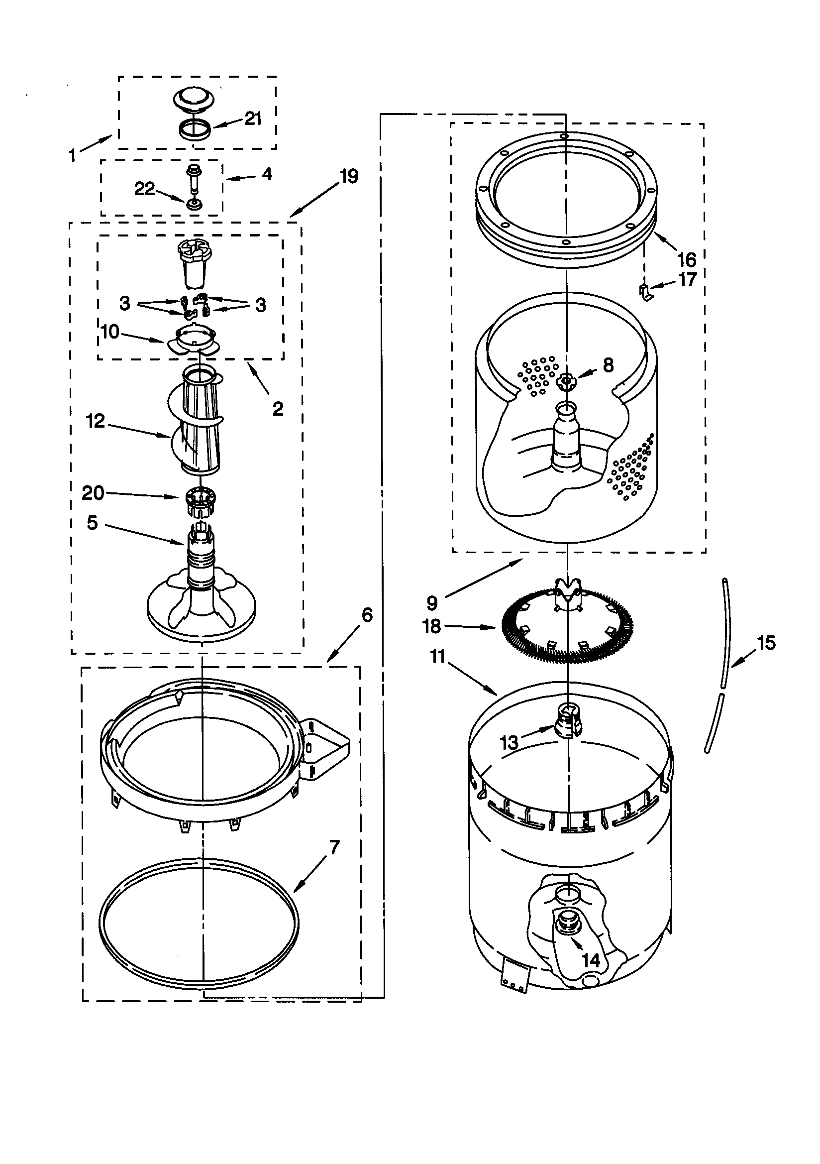 AGITATOR/BASKET/TUB