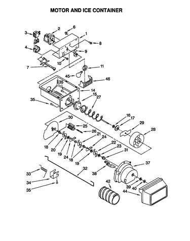 Motor and ice container