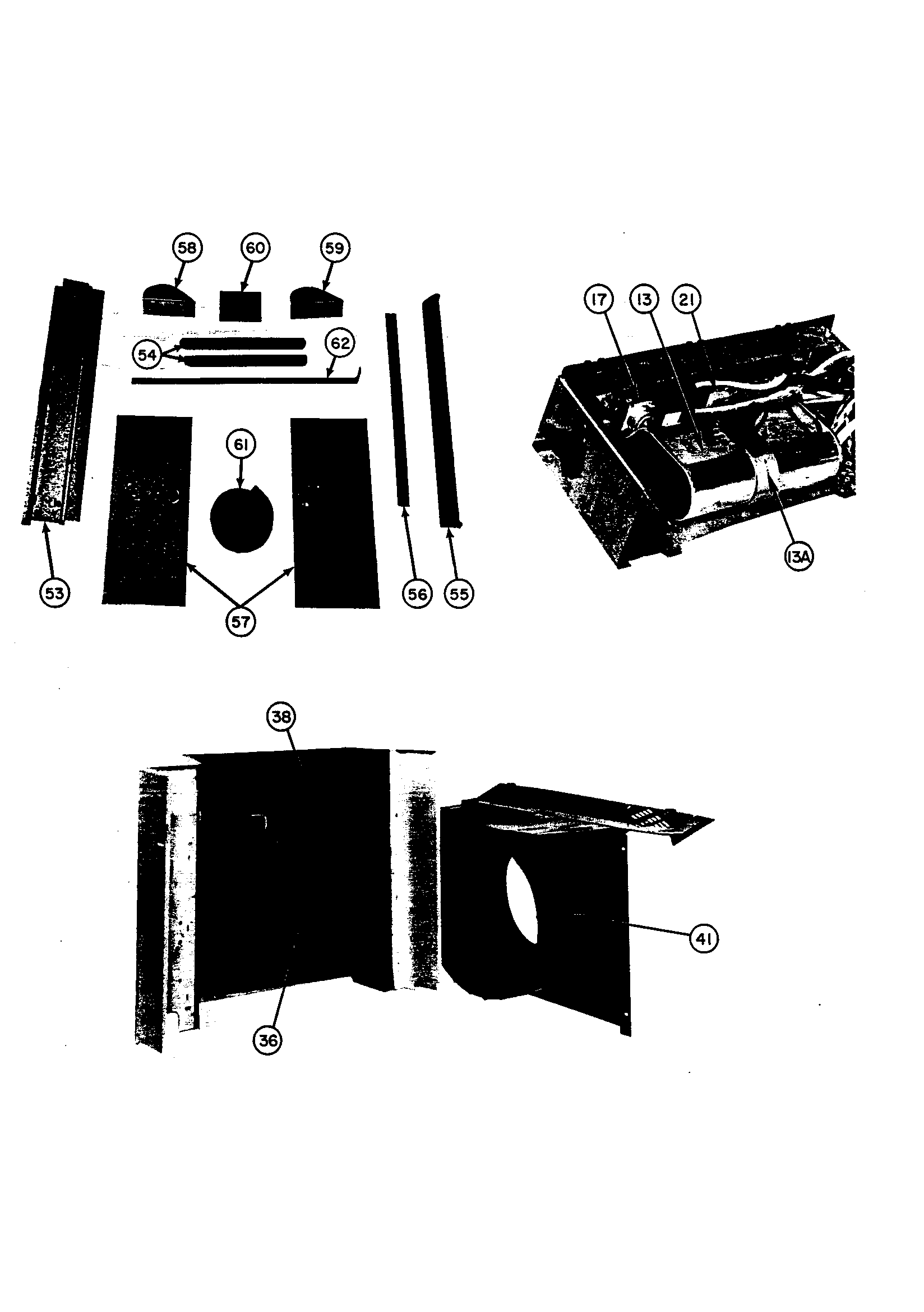 BLOWER WHEEL, THERMOSTAT, & WINDOW MOUNT ASSEMBLY