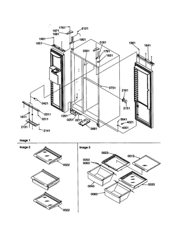 Light/shelves/bottom door closures