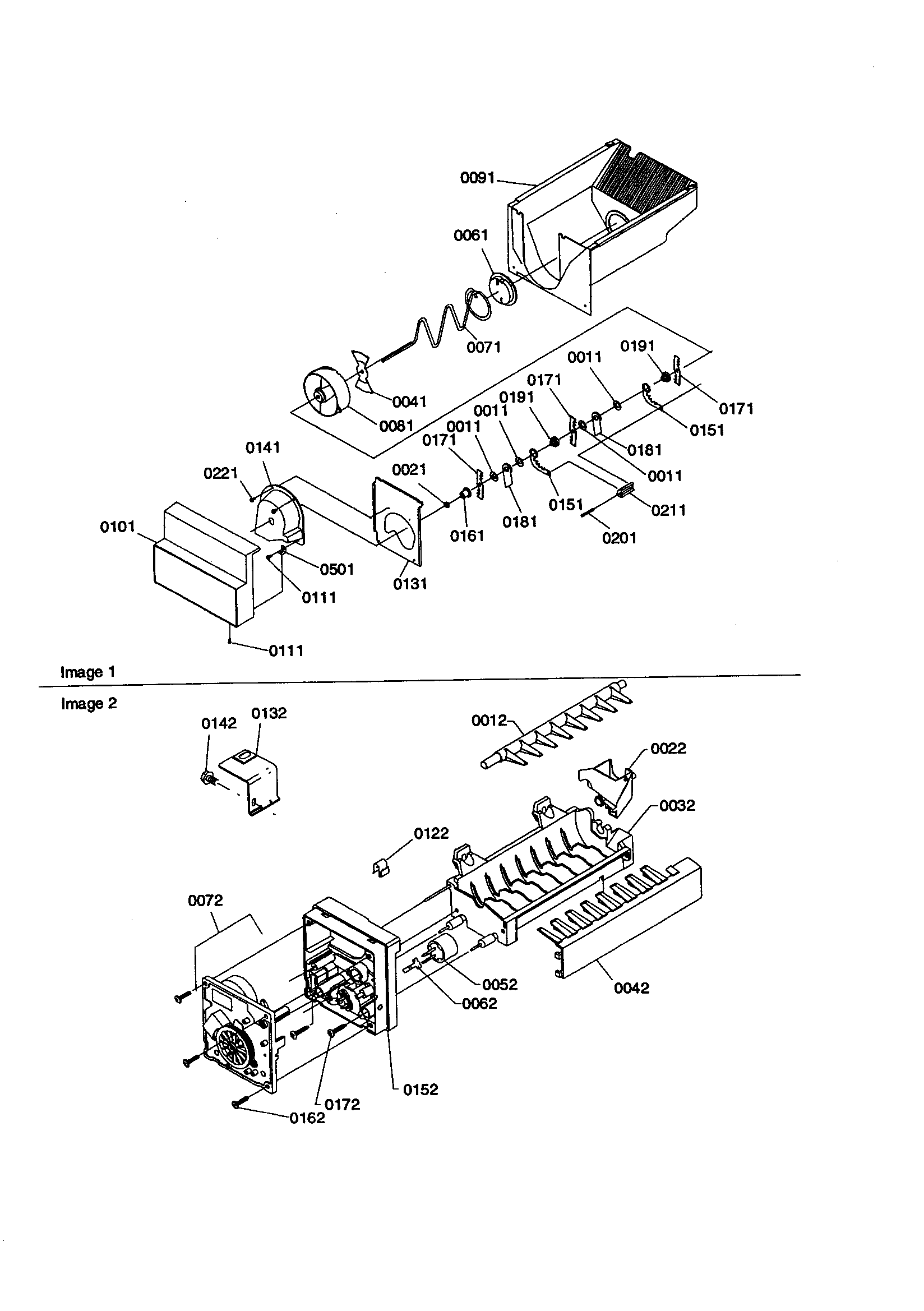 Ice bucket auger/ice maker