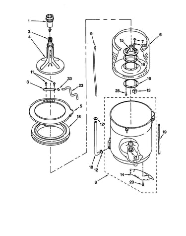 Agitator, basket and tub