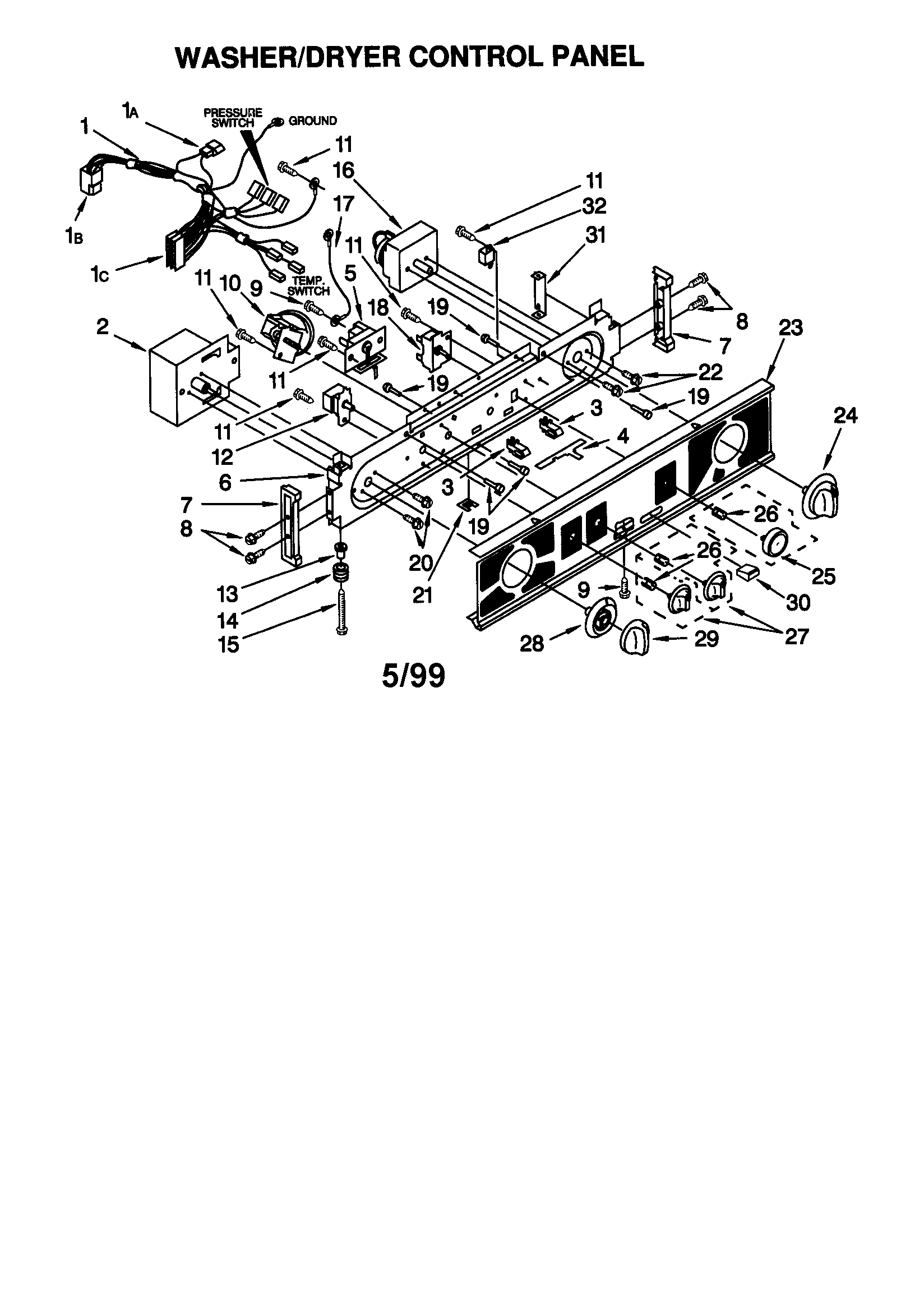 WASHER/DRYER CONTROL PANEL