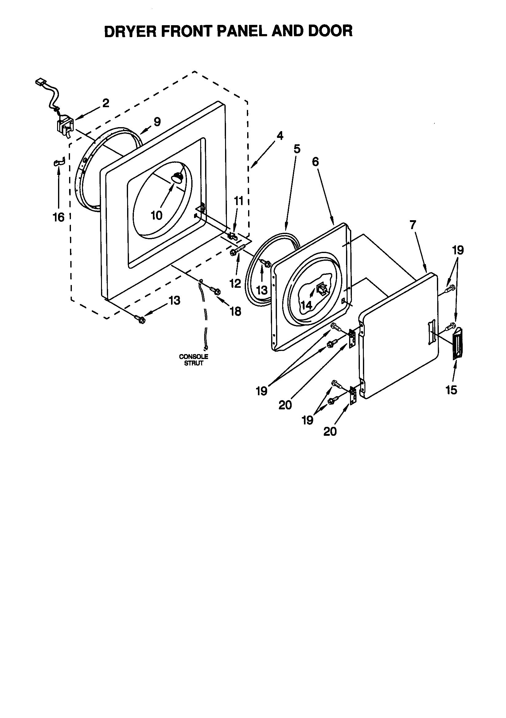 DRYER FRONT PANEL AND DOOR