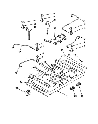 Burner box/gas valves/switches