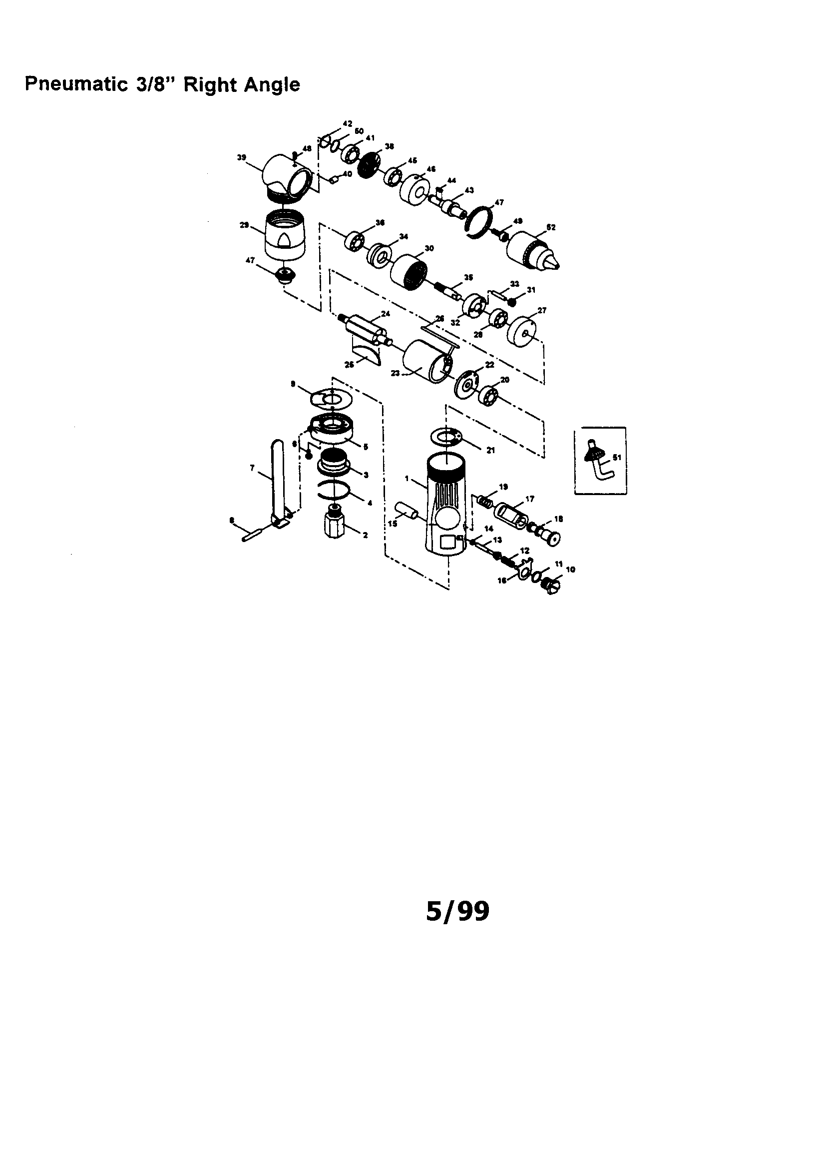 Pneumatic 3/8" right angle