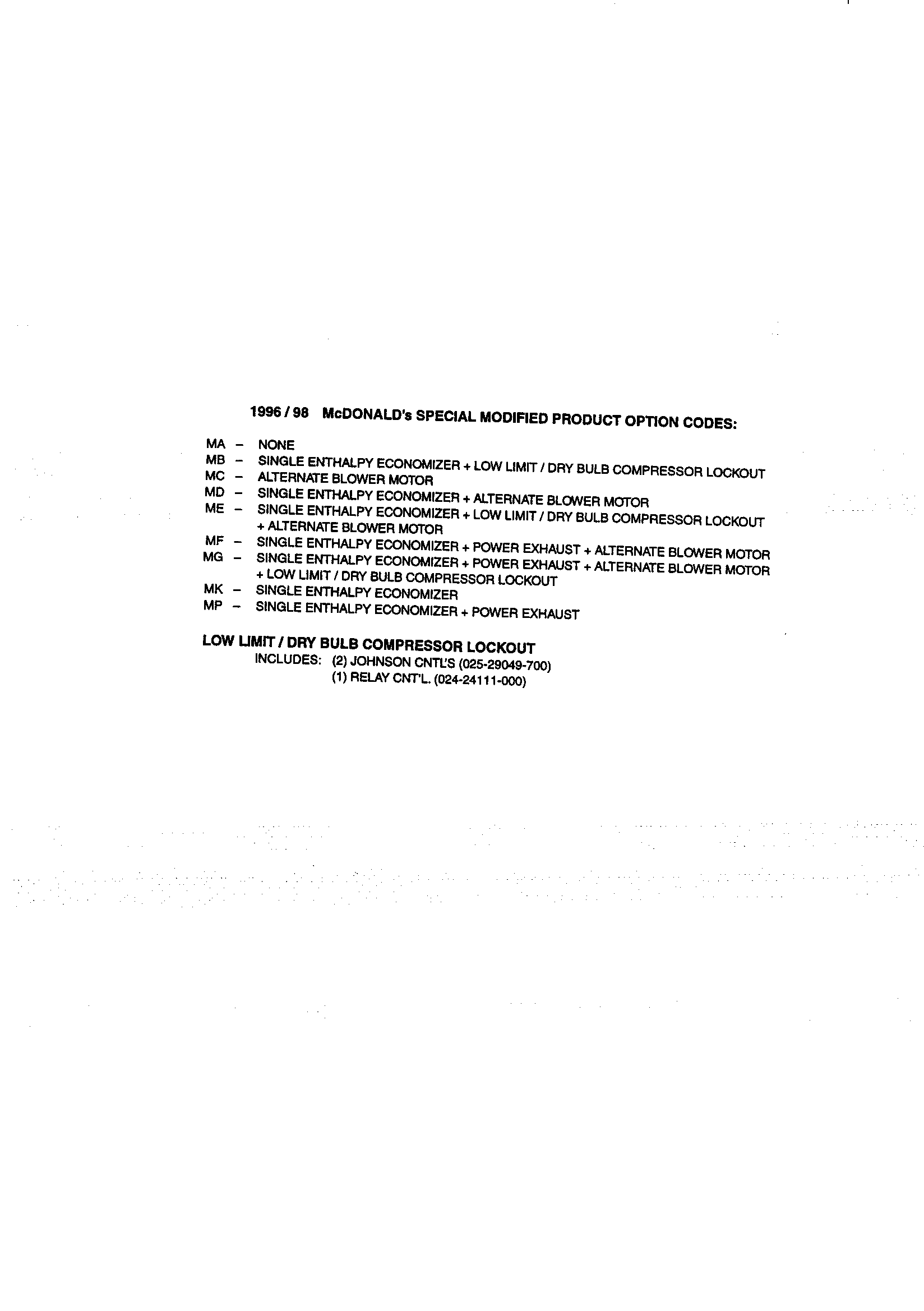 Product option codes
