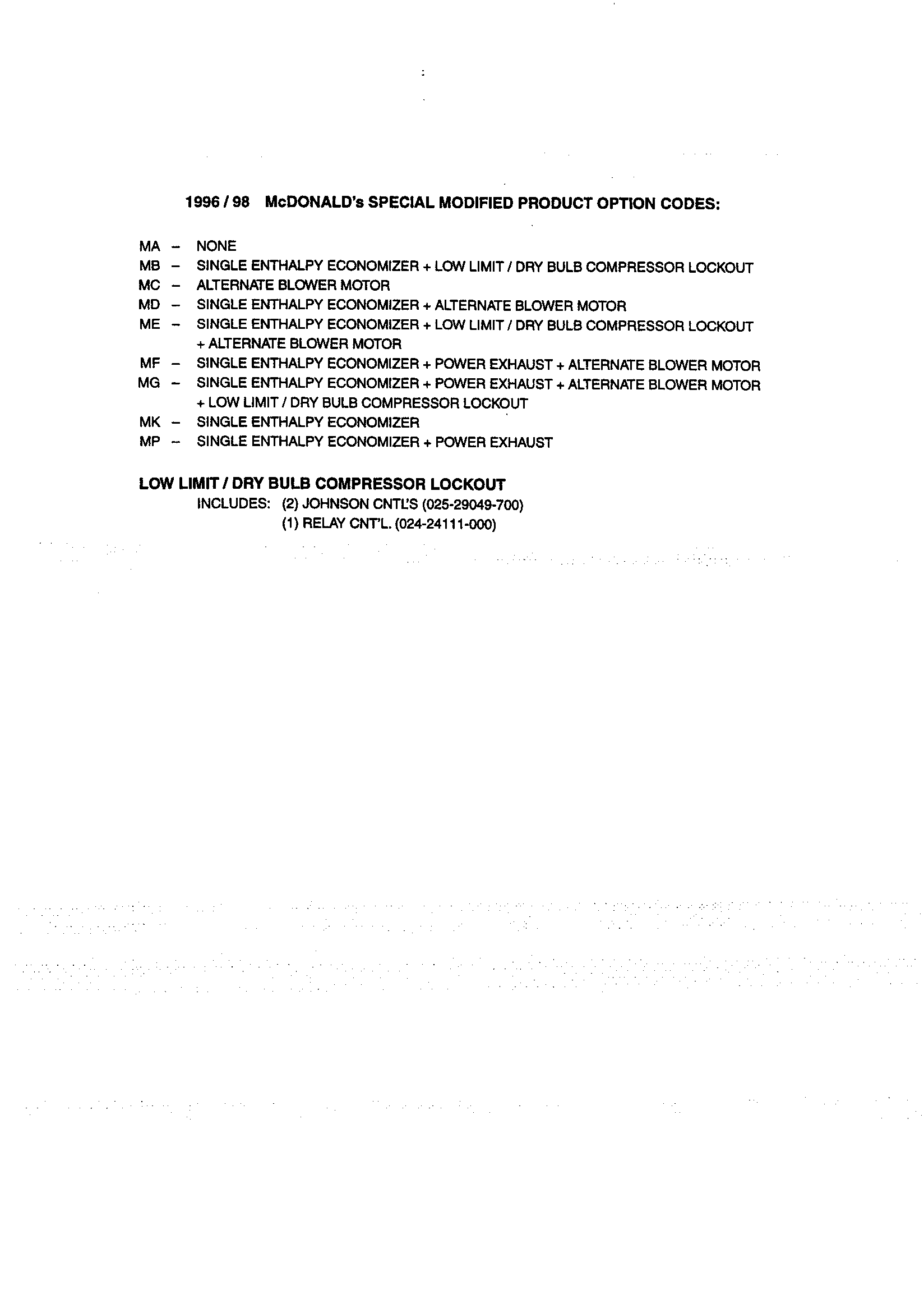 Product option codes