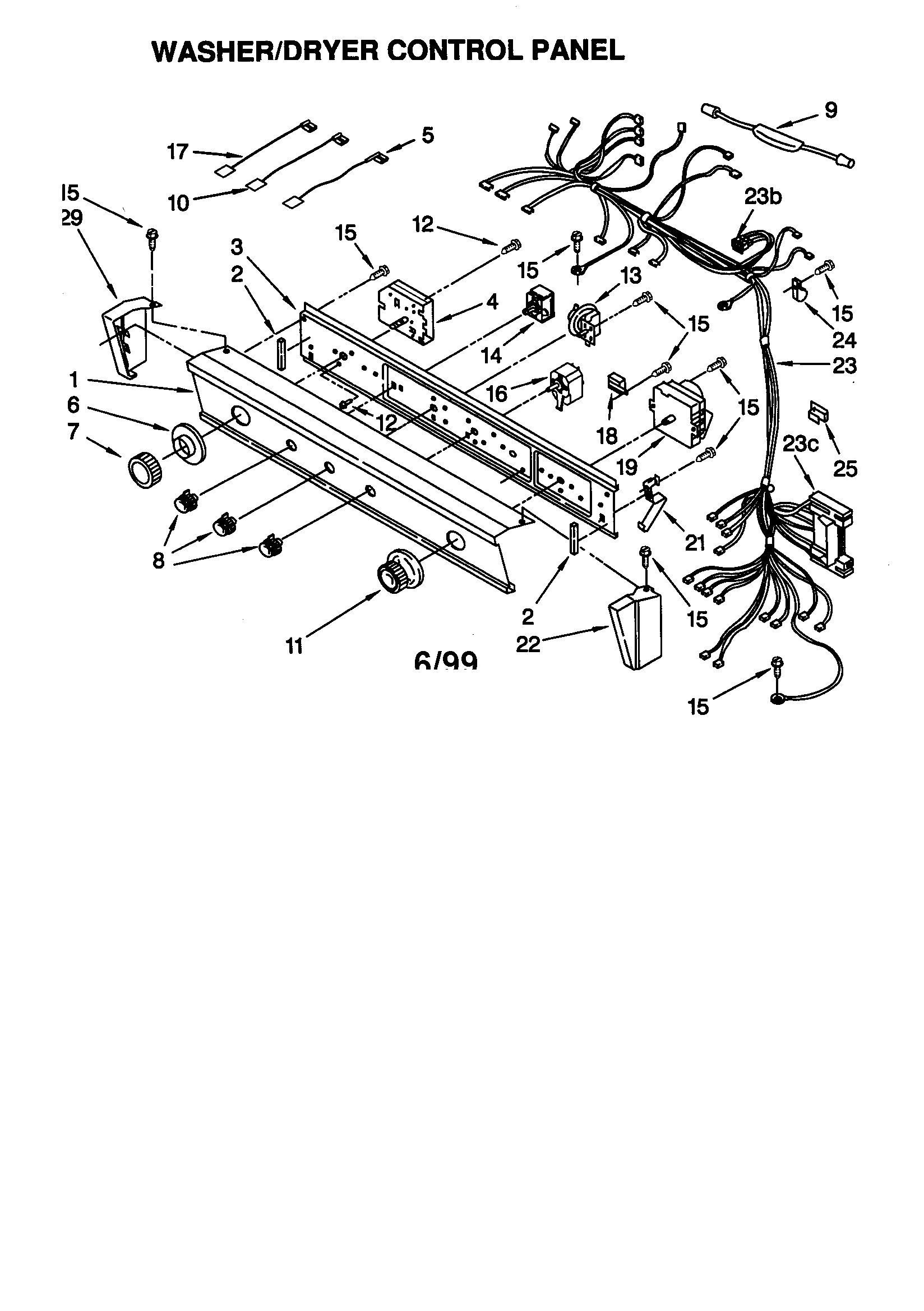 Washer/dryer control panel