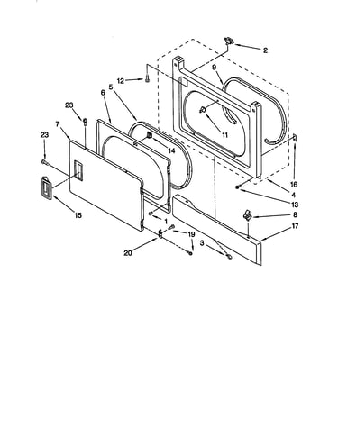 Dryer front panel and door