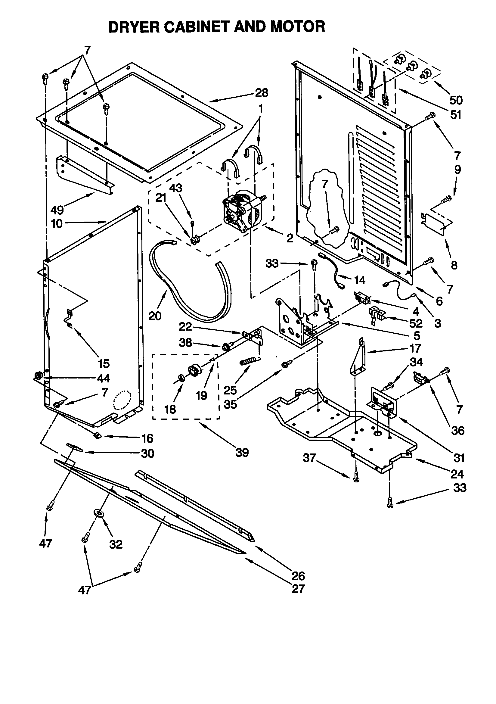 Dryer cabinet and motor