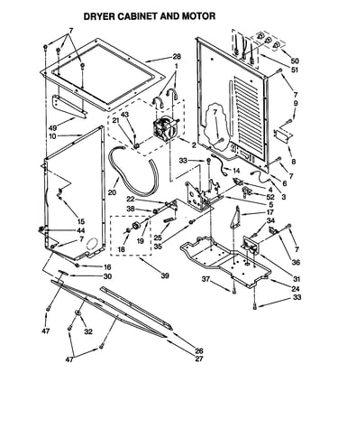 Dryer cabinet and motor