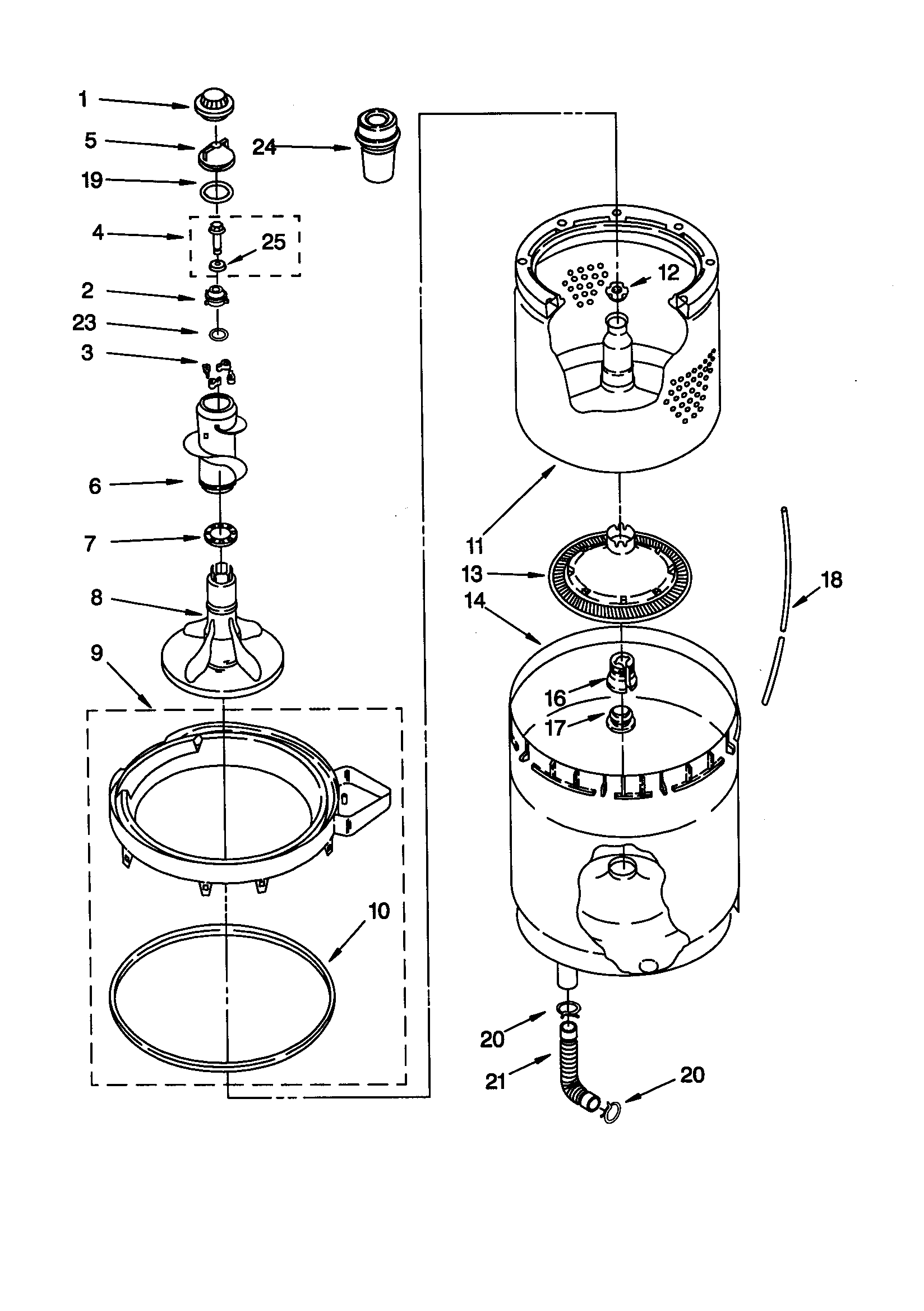 Agitator/basket/tub