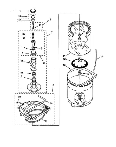 Agitator, basket and tub