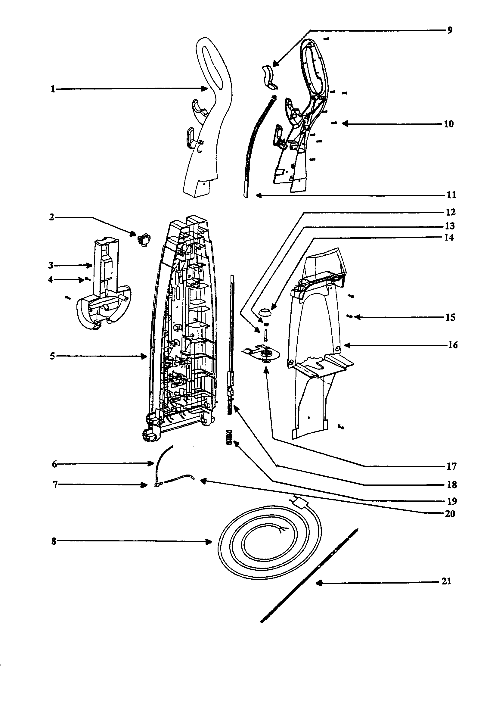 Handle and rear housing