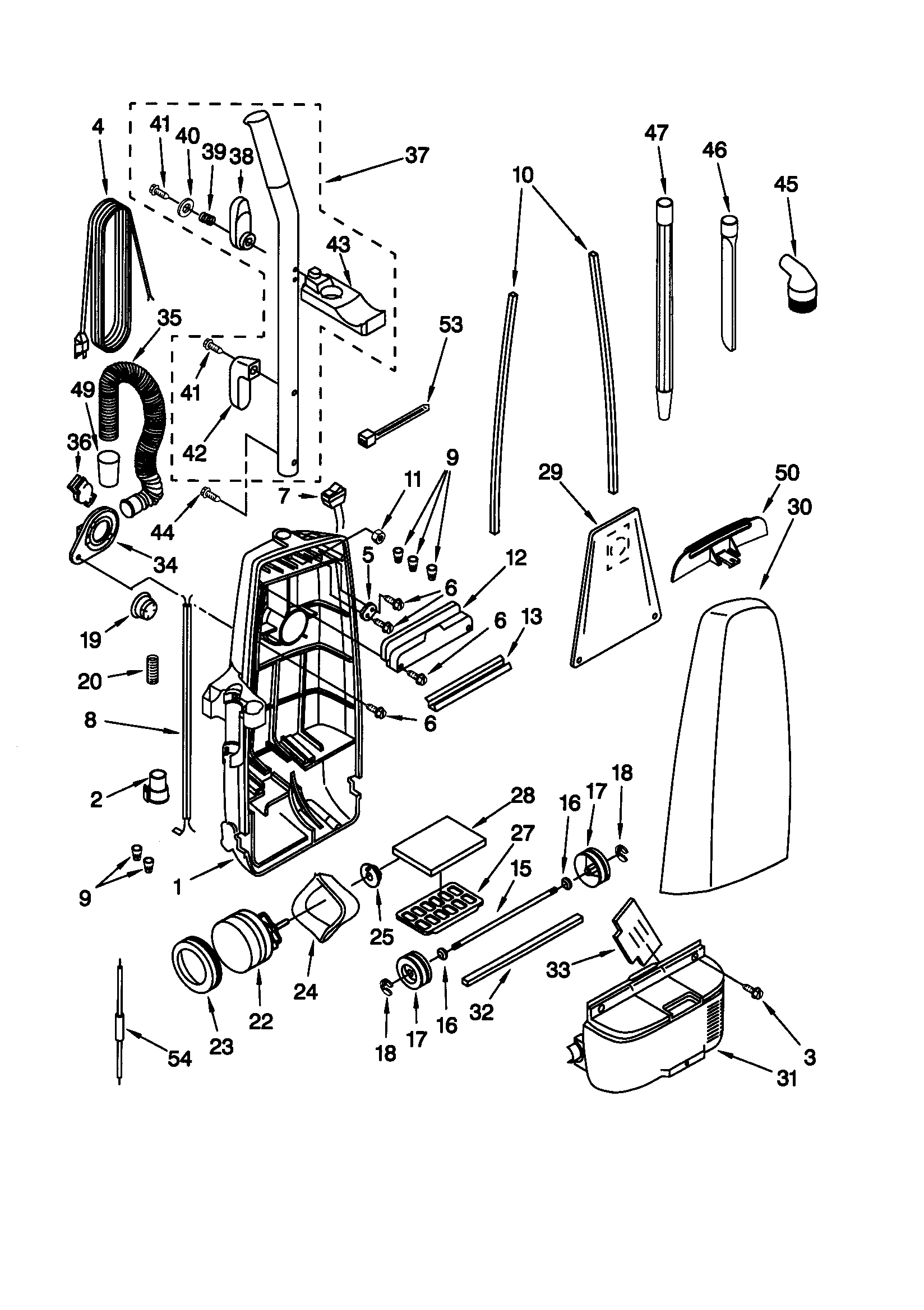 Dust compartment/motor