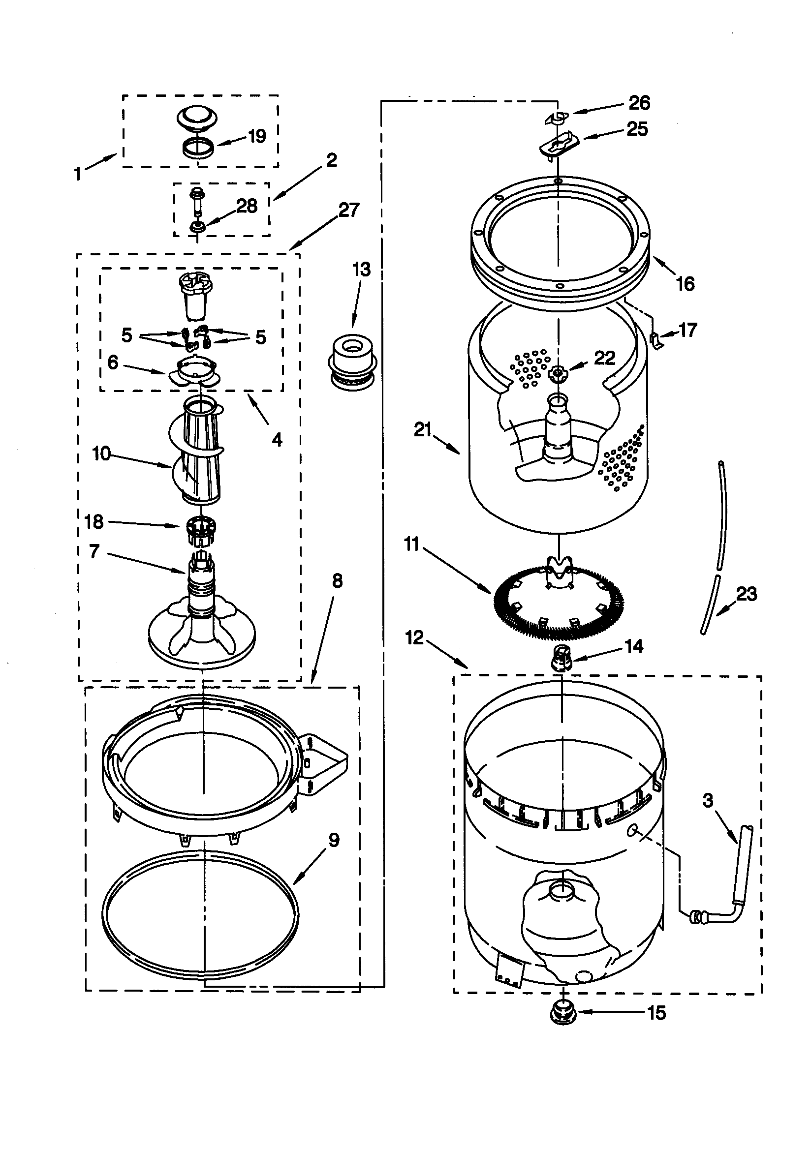 Agitator/basket/tub