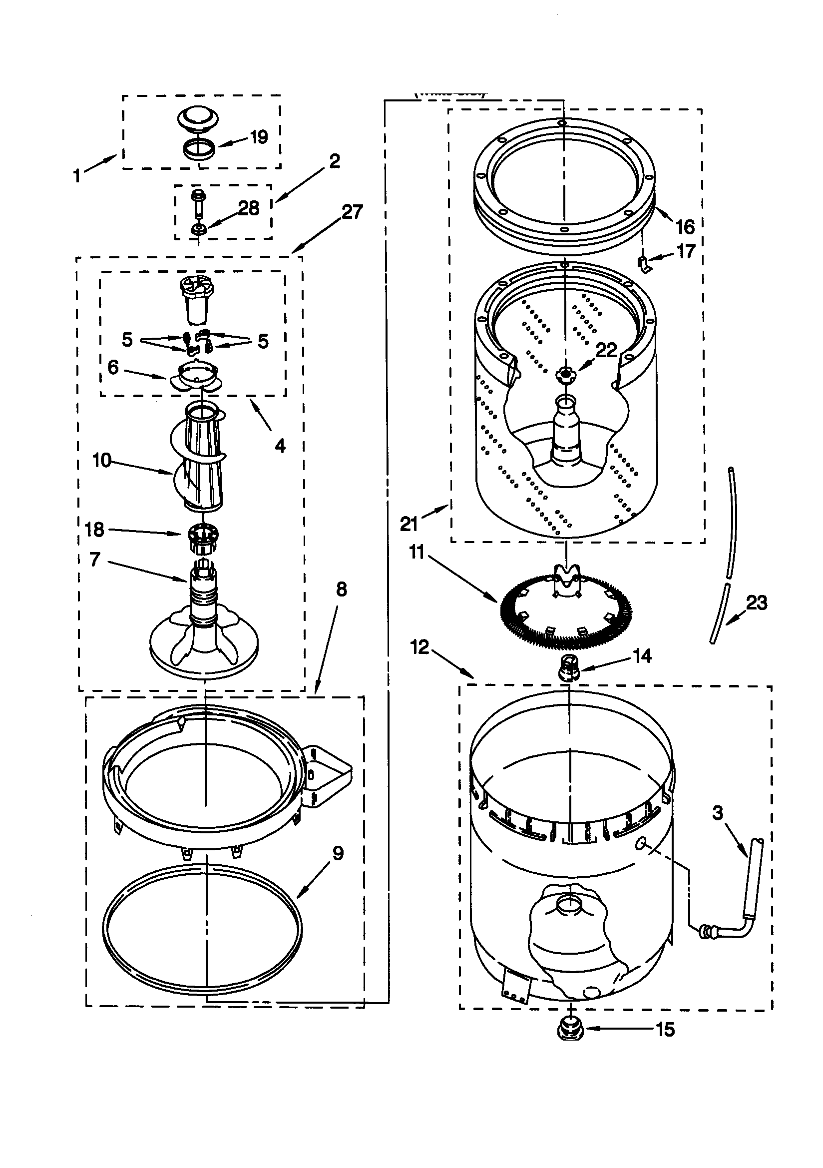 Agitator/basket/tub