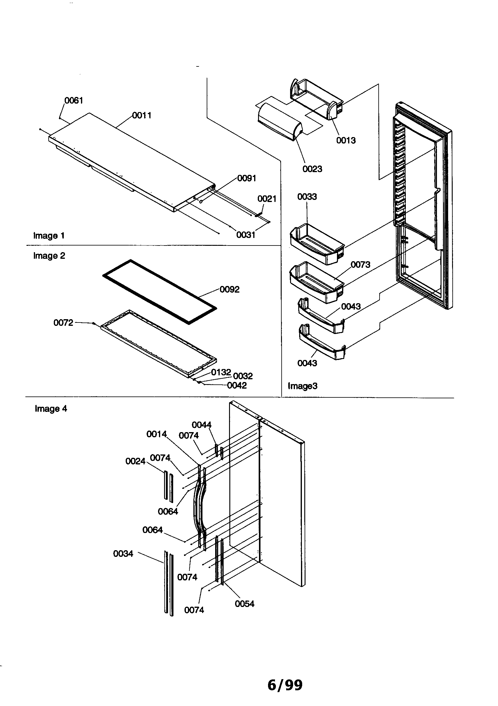 Refrigerator door/door trim/handles