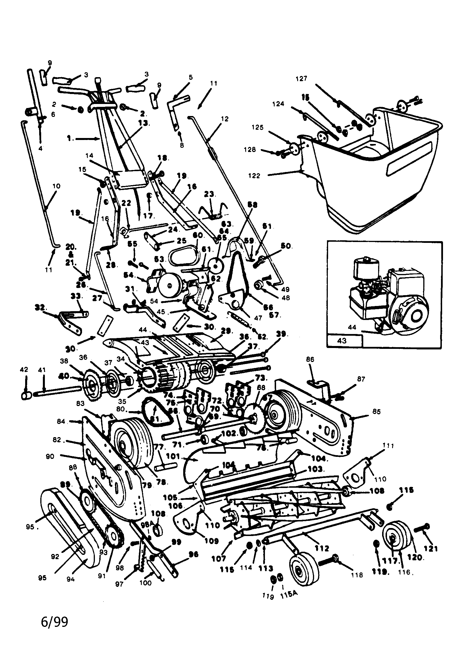 Front throw reel mower