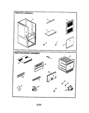 Wrapper/heat exchanger assy.