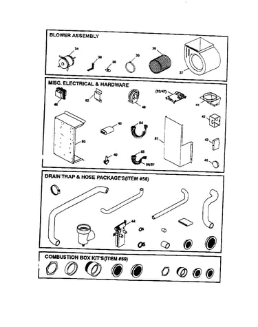 Blower assy./misc. electrical/hardware/drain trap/hose packages