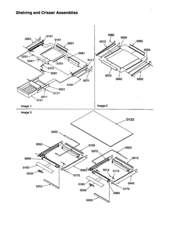 Shelving and crisper assemblies