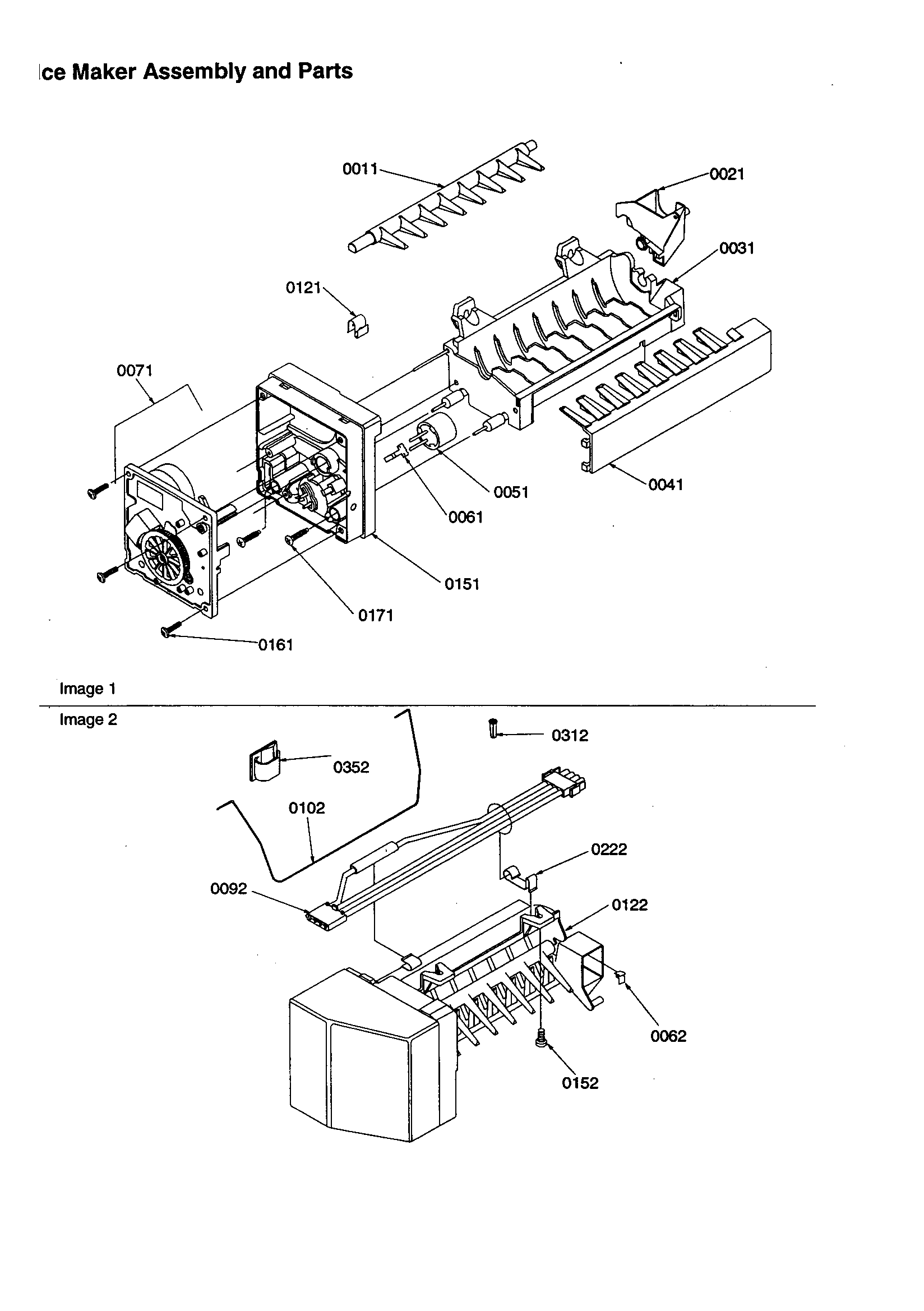 Ice maker assembly and parts