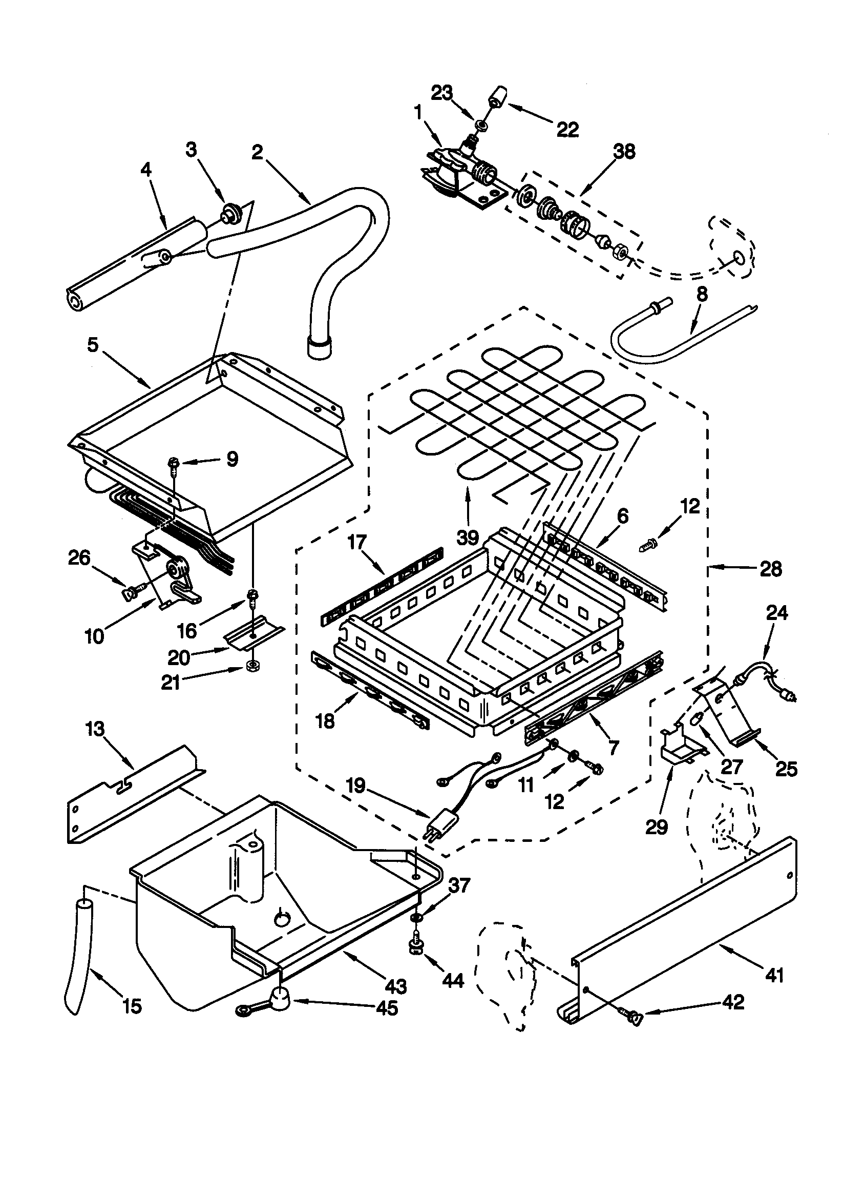 Evaporator/ice cutter grid/water
