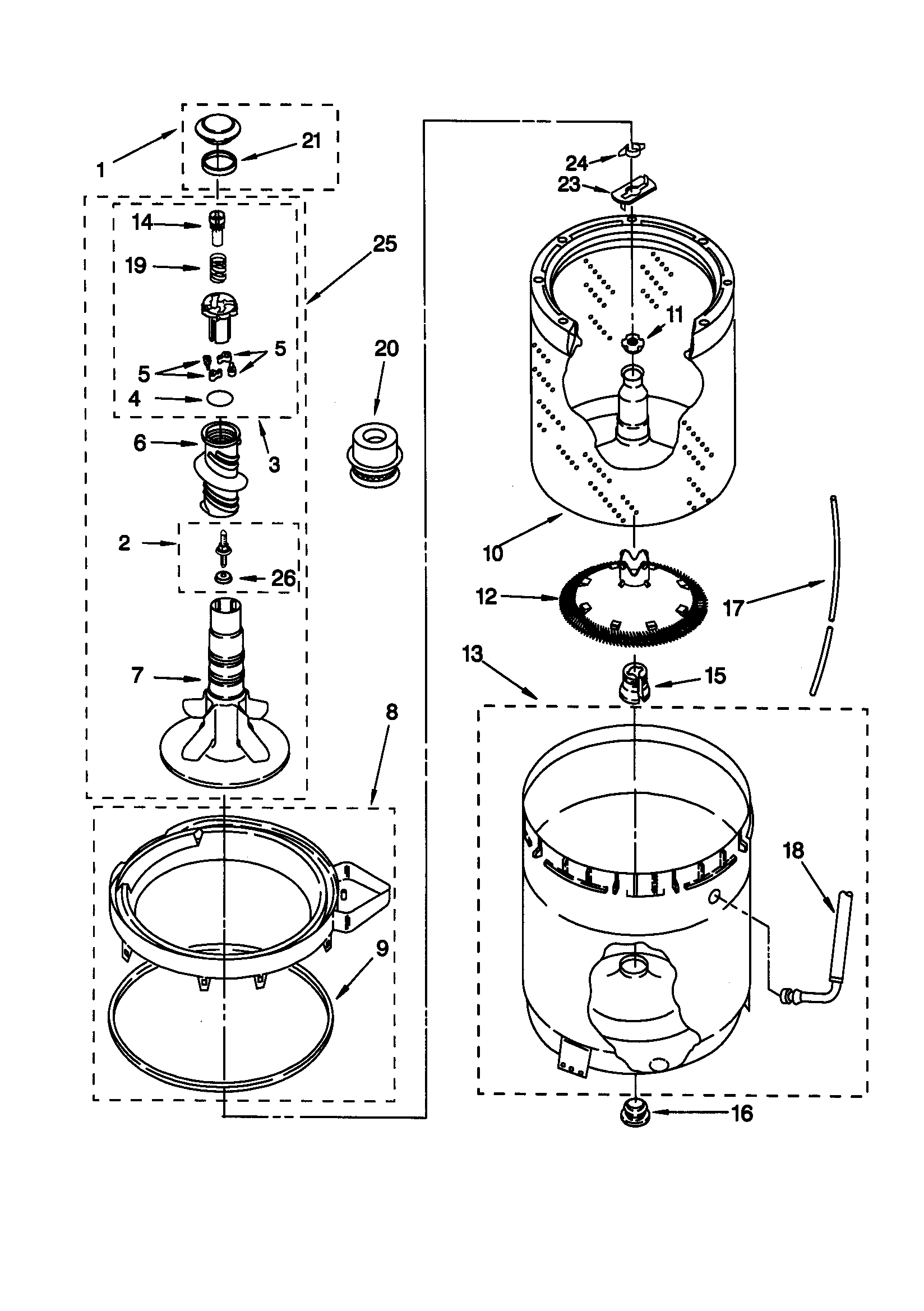 Agitator/basket/tub