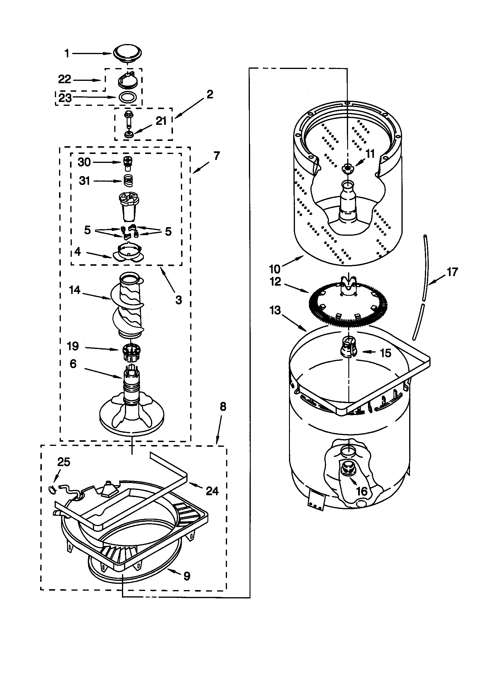 Agitator/basket/tub