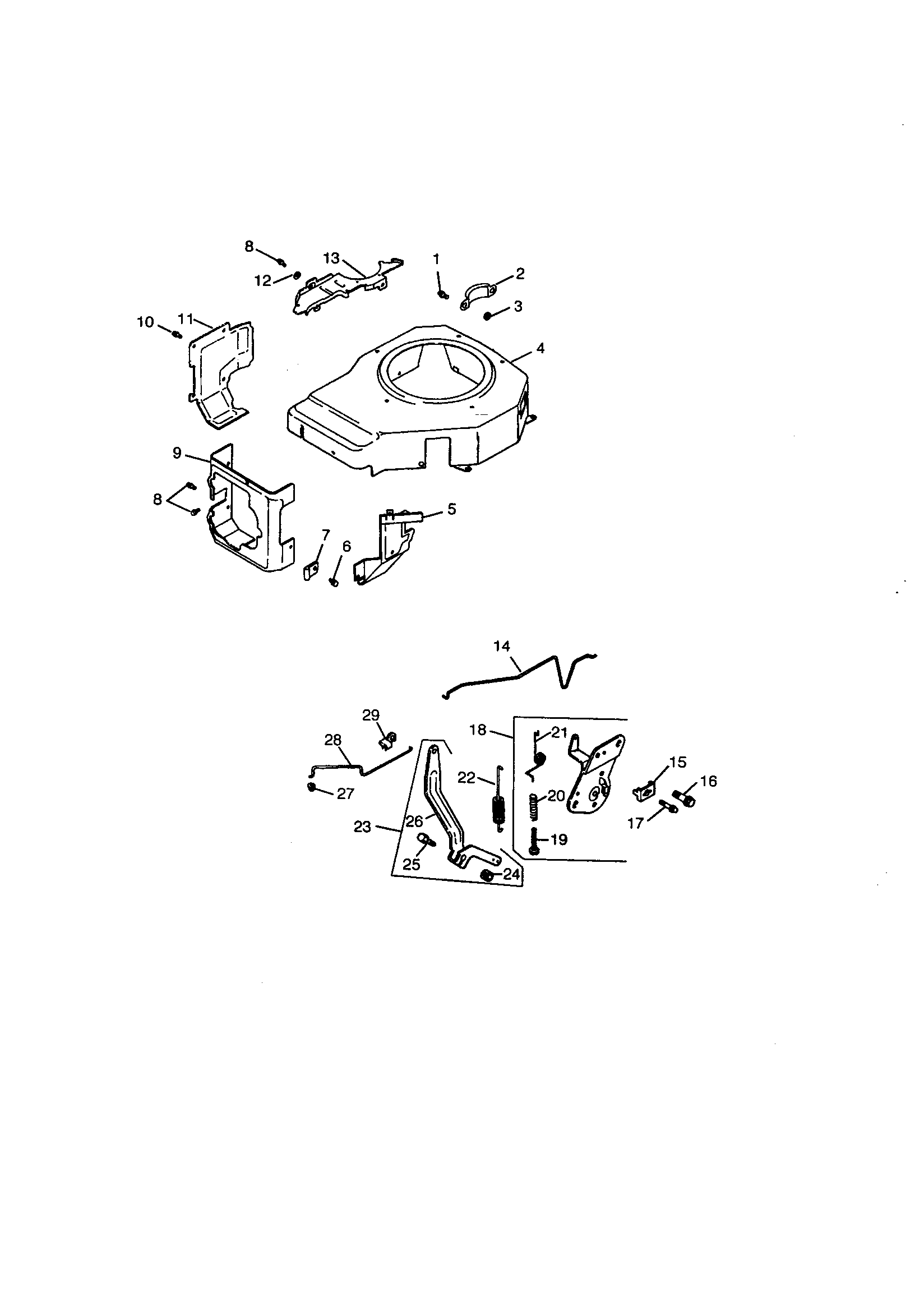 Engine controls and blower housing